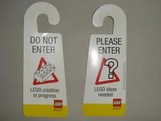 Door Hanger (Cardboard) Double-Sided, PLEASE ENTER LEGO ideas needed / DO NOT ENTER LEGO creation in progress
