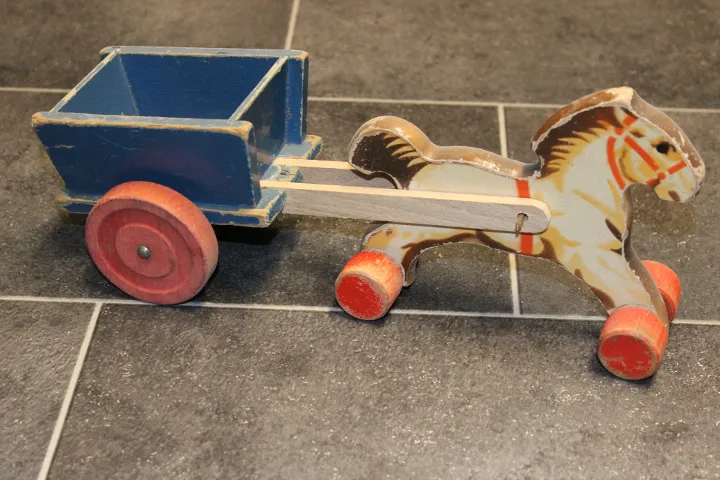 Wooden Horse and Blue Wagon