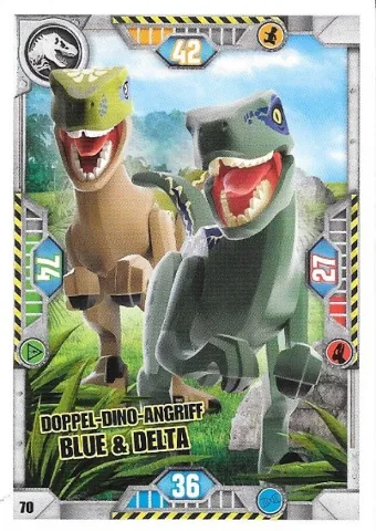 Jurassic World Trading Card Game (German) Series 1 - # 70 Doppel-Dino-Angriff Blue & Delta