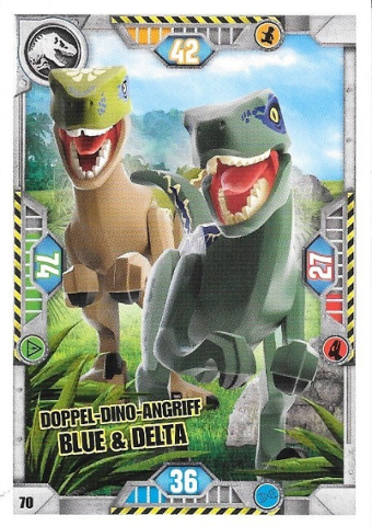 Jurassic World Trading Card Game (German) Series 1 - # 70 Doppel-Dino-Angriff Blue & Delta