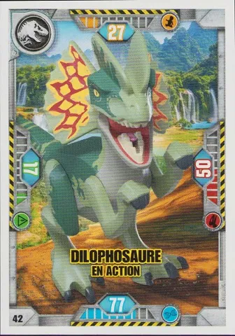 Jurassic World Trading Card Game (French) Series 1 - # 42 Dilophosaure en Action