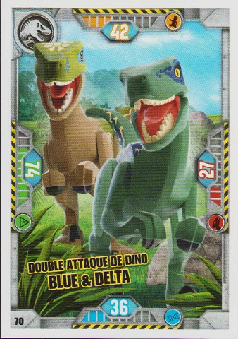 Jurassic World Trading Card Game (French) Series 1 - # 70 Double Attaque de Dino Blue & Delta