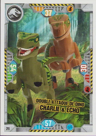 Jurassic World Trading Card Game (French) Series 1 - # 71 Double Attaque de Dino Charlie & Echo