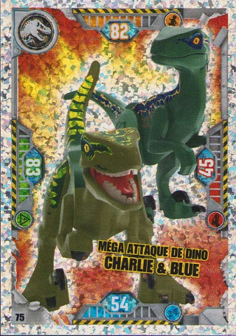 Jurassic World Trading Card Game (French) Series 1 - # 75 Méga Attaque de Dino Charlie & Blue