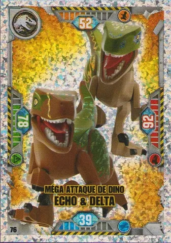 Jurassic World Trading Card Game (French) Series 1 - # 76 Méga Attaque de Dino Echo & Delta