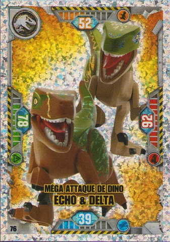 Jurassic World Trading Card Game (French) Series 1 - # 76 Méga Attaque de Dino Echo & Delta