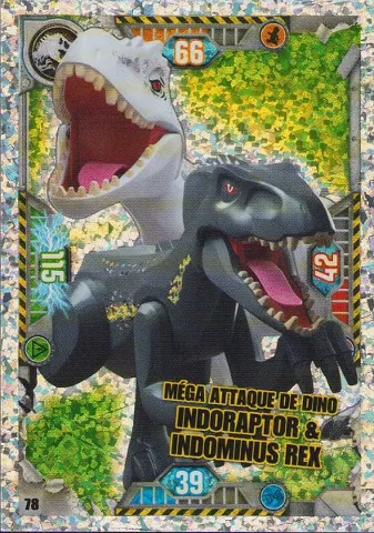 Jurassic World Trading Card Game (French) Series 1 - # 78 Méga Attaque de Dino Indoraptor & Indominus rex