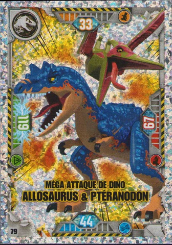 Jurassic World Trading Card Game (French) Series 1 - # 79 Méga Attaque de Dino Allosaurus & Ptéranodon