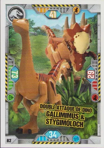 Jurassic World Trading Card Game (French) Series 1 - # 82 Double Attaque de Dino Gallimimus & Stygimoloch