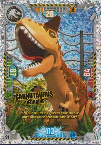 Jurassic World Trading Card Game (French) Series 1 - # 97 Carnotaurus Déchaîné