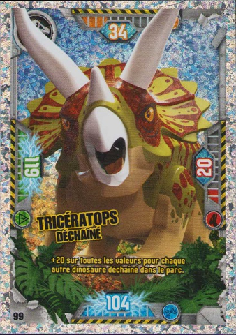 Jurassic World Trading Card Game (French) Series 1 - # 99 Tricératops Déchaîné