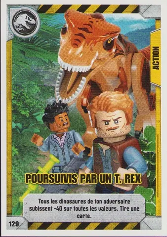 Jurassic World Trading Card Game (French) Series 1 - # 129 Poursuivis par un T. rex