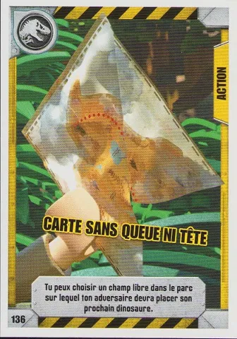 Jurassic World Trading Card Game (French) Series 1 - # 136 Carte sans Queue ni Tête