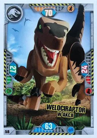 Jurassic World Trading Card Game (Polish) Series 1 - # 58 Welociraptor w akcji