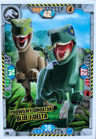 Jurassic World Trading Card Game (Polish) Series 1 - # 70 Podwójny Dinoatak Blue i Delta