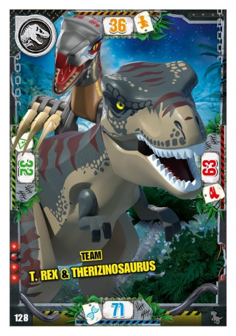 Jurassic World Trading Card Game (German) Series 3 - # 128 Team T. rex & Therizinosaurus