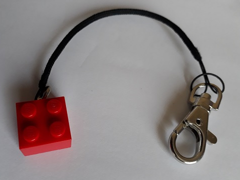 2 x 2 Brick with String 19L and Metal Clip Key Chain