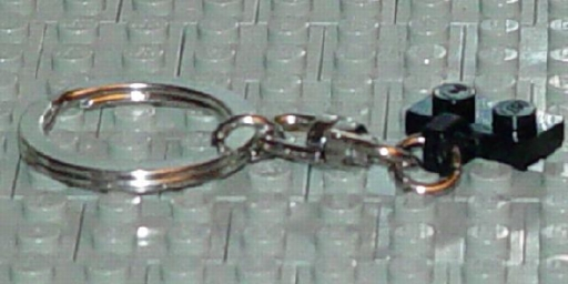 1 x 2 Plate with 1 Finger on Side and Chrome Silver Key Chain