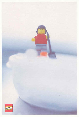 Postcard - Lego Art Project 2000 - 005 - Minifigure with Shovel on Cotton Wool