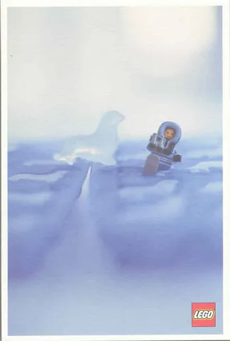 Postcard - Lego Art Project 2000 - 007 - Arctic Minifigure on Ice with Clear Seal