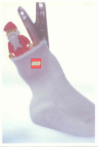 Postcard - Lego Art Project 2000 - 011 - Santa Minifigure in White Sock with Metal Clip