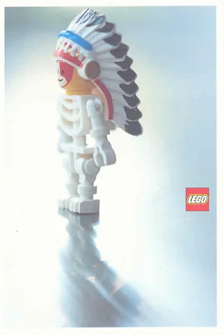 Postcard - Lego Art Project 2002 - 020 - Skeleton Minifigure with Head of Indian Chief