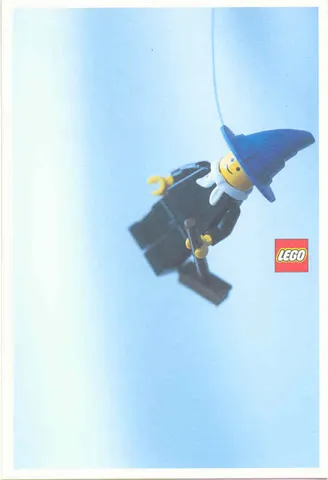 Postcard - Lego Art Project 2002 - 030 - Minifigure with Push Broom Hanging by String