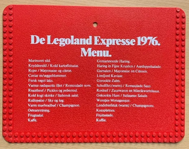 Menu De Legoland Expresse 1976