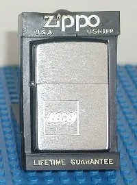 Lighter, Zippo Brand with Engraved Lego Logo on Left