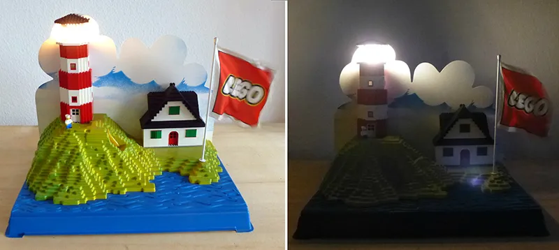 Display Assembled Model, House and Lighthouse (Glued) with Working Light and Fan
