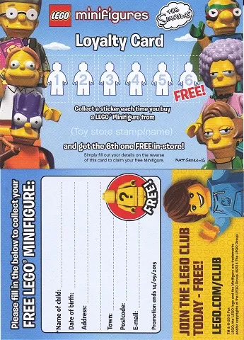 Minifigures Loyalty Card 2015 The Simpsons Series 2