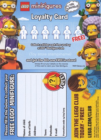 Minifigures Loyalty Card 2015 The Simpsons Series 2