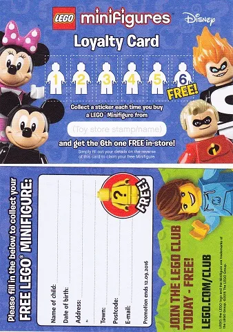 Minifigures Loyalty Card 2016 Disney Series