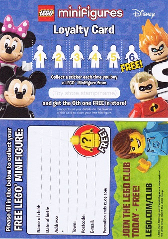 Minifigures Loyalty Card 2016 Disney Series