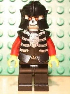 Magnet, Minifigure Castle Fantasy Era Skeleton Warrior 2, Black Breastplate and Helmet, Dark Red Arms, Yellow Hands, Black Hips and Legs