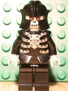 Magnet, Minifigure Castle Fantasy Era Skeleton Warrior 1, Black Breastplate and Helmet, Black Arms, White Hands, Black Hips and Legs