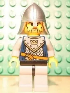 Magnet, Minifigure Castle Fantasy Era Crown Knight Scale Mail with Crown, Helmet with Neck Protector, Brown Beard and Sideburns