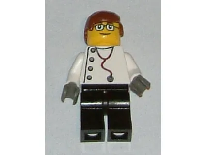 Magnet, Minifigure City Doctor - Black Legs, Glasses, Reddish Brown Male Hair