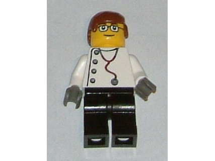 Magnet, Minifigure City Doctor - Black Legs, Glasses, Reddish Brown Male Hair