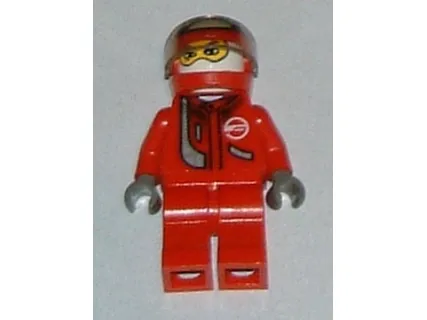 Magnet, Minifigure Racer Driver - Red with White Balaclava, Red Helmet Printed