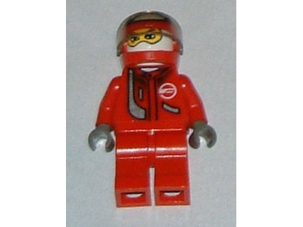 Magnet, Minifigure Racer Driver - Red with White Balaclava, Red Helmet Printed