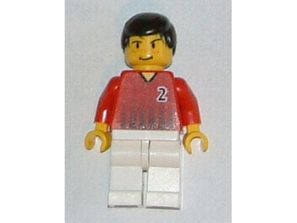 Magnet, Minifigure Soccer Player Red/White Team with Shirt #2