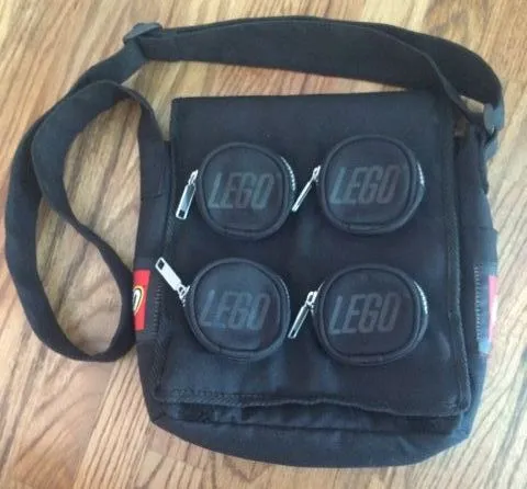 Messenger Bag, Brick Shape 2 x 2 with Zippered Studs, Black