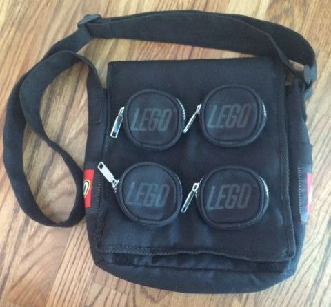 Messenger Bag, Brick Shape 2 x 2 with Zippered Studs, Black