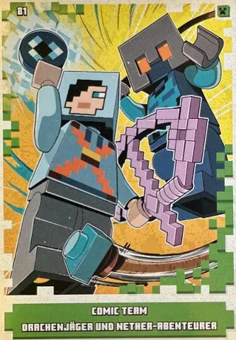 Minecraft Trading Card Collection (German) Series 1 - # 81 Comic Team Drachenjäger und Nether-Abenteurer