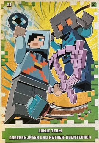 Minecraft Trading Card Collection (German) Series 1 - # 81 Comic Team Drachenjäger und Nether-Abenteurer