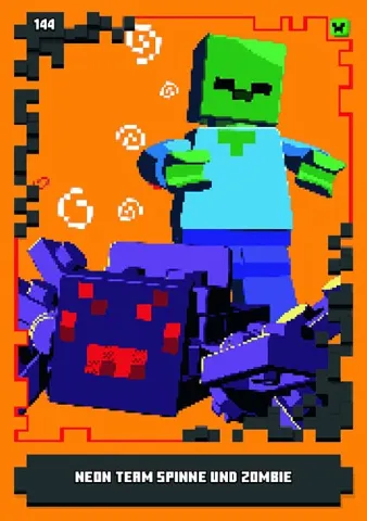 Minecraft Trading Card Collection (German) Series 1 - # 144 Neon Team Spinne und Zombie