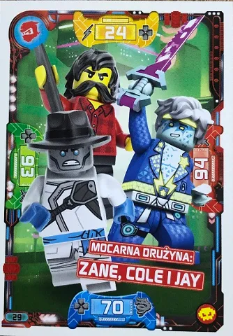 NINJAGO Trading Card Game (Polish) Series 5 (Następny Poziom) - # 29 Mocarna Drużyna: Zane, Cole i Jay