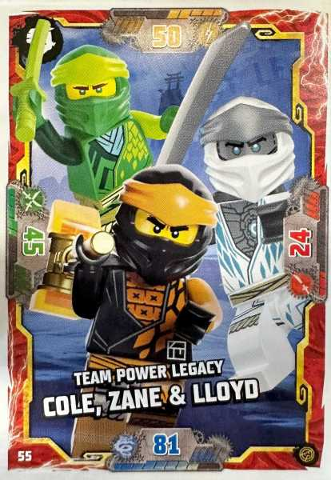 NINJAGO Trading Card Game (German) Series 8 - # 55 Team Power Legacy Cole, Zane & Lloyd