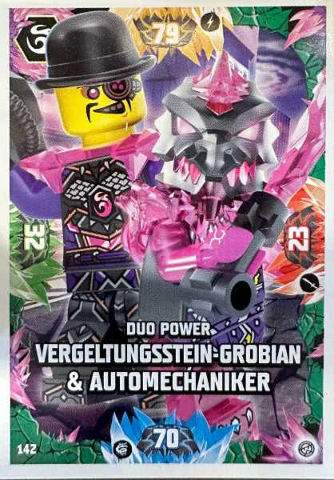 NINJAGO Trading Card Game (German) Series 8 - # 142 Duo Power Vergeltungsstein-Grobian & Automechaniker